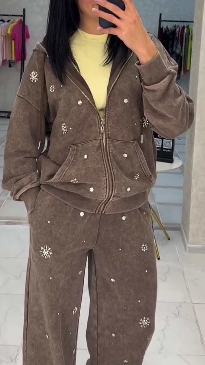 Women Hooded Jacket + Pants Casual Set