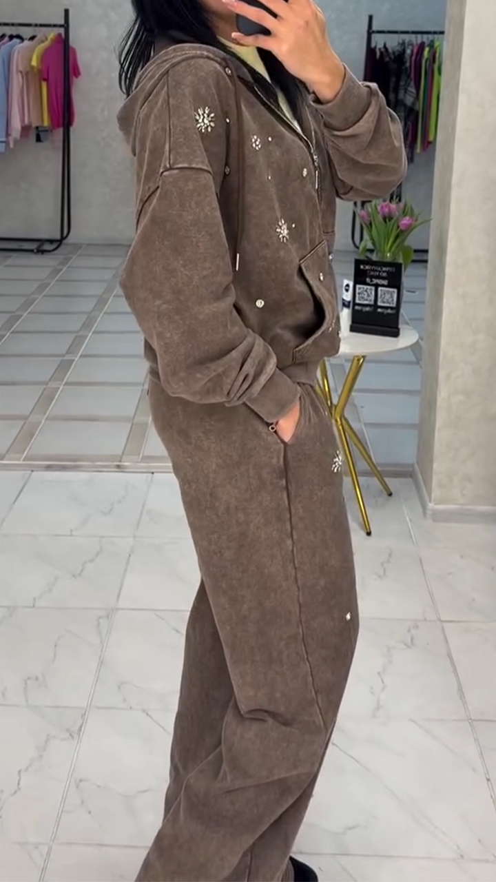 Women Hooded Jacket + Pants Casual Set