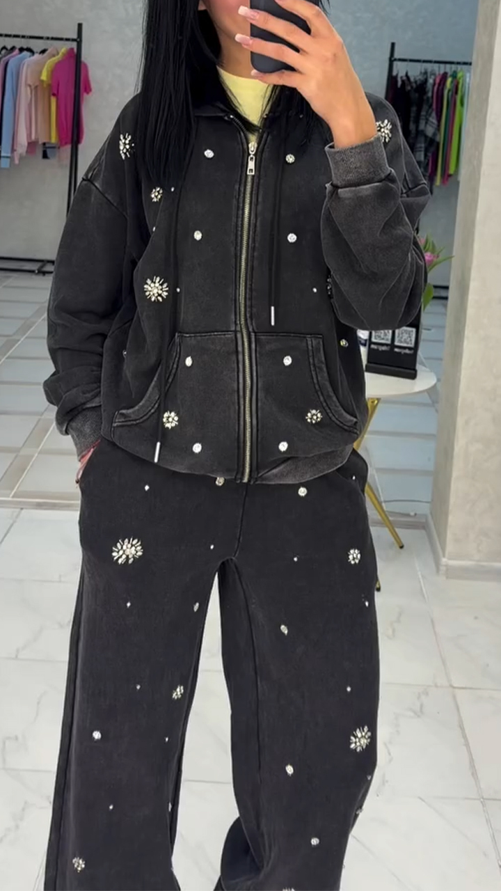 Women Hooded Jacket + Pants Casual Set