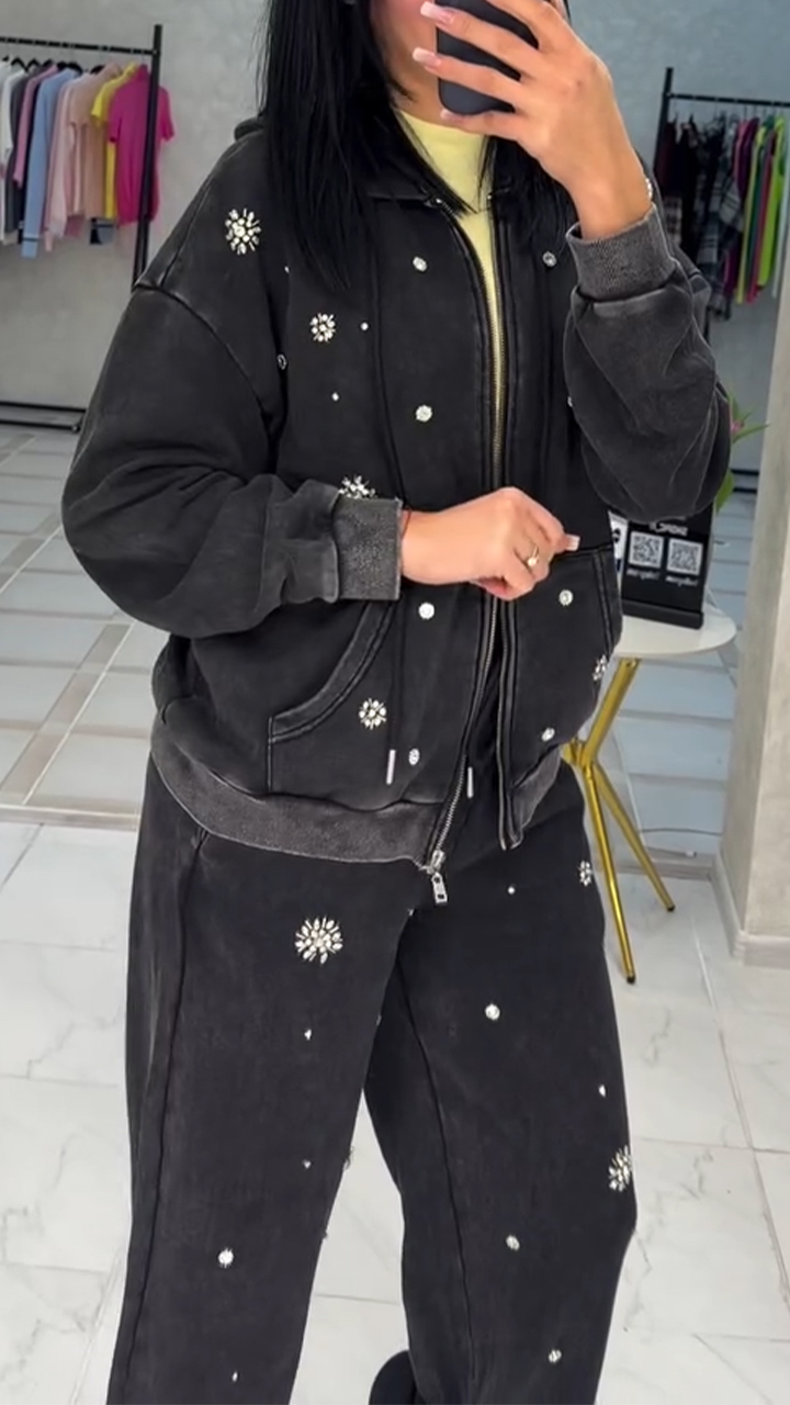 Women Hooded Jacket + Pants Casual Set