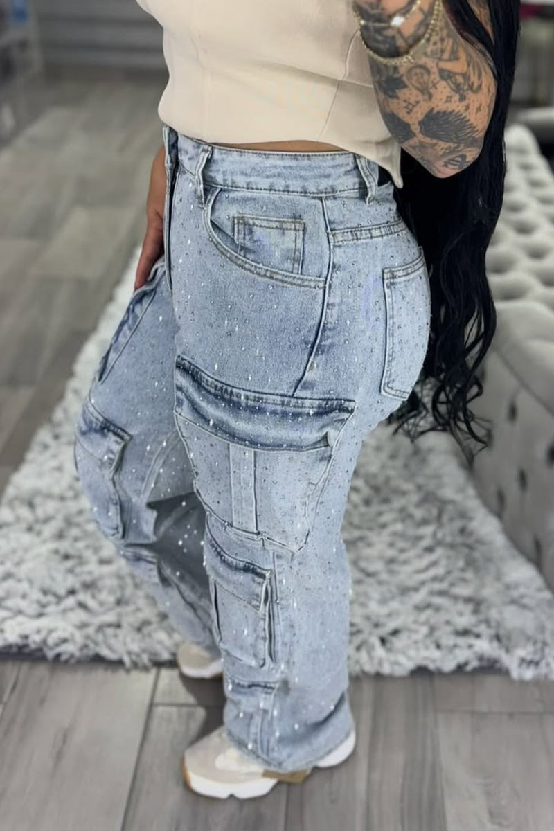 🔥70% OFF💃💎 Twirl, Sparkle, and Slay!✨Women's Multi-pocket Rhinestone Casual Jeans🎅Christmas Sale 🔔