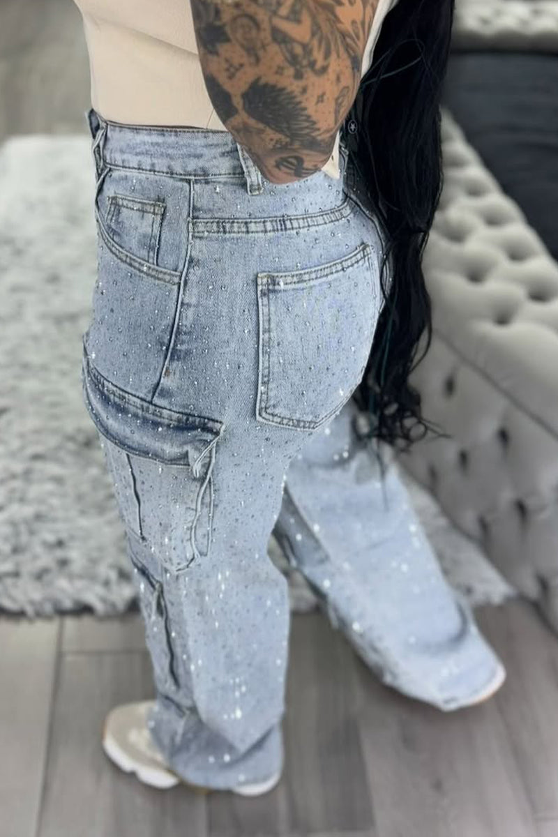 🔥70% OFF💃💎 Twirl, Sparkle, and Slay!✨Women's Multi-pocket Rhinestone Casual Jeans🎅Christmas Sale 🔔