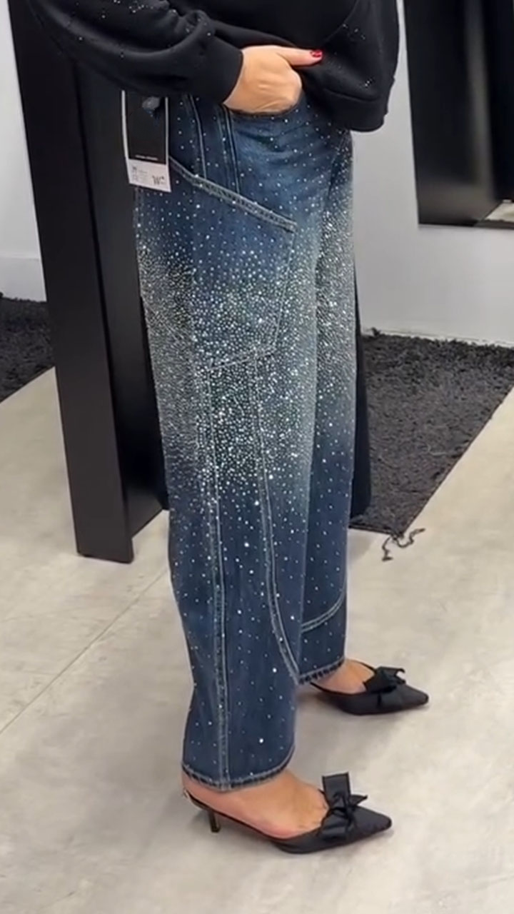 Women Hot Stamping Splicing Casual Jeans