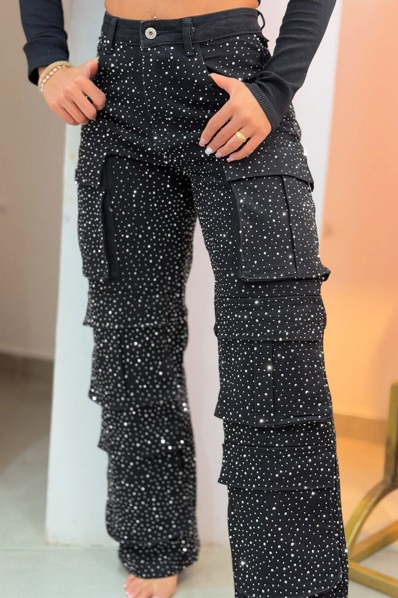 🔥70% OFF💃💎 Twirl, Sparkle, and Slay!✨Women's Multi-pocket Rhinestone Casual Jeans🎅Christmas Sale 🔔