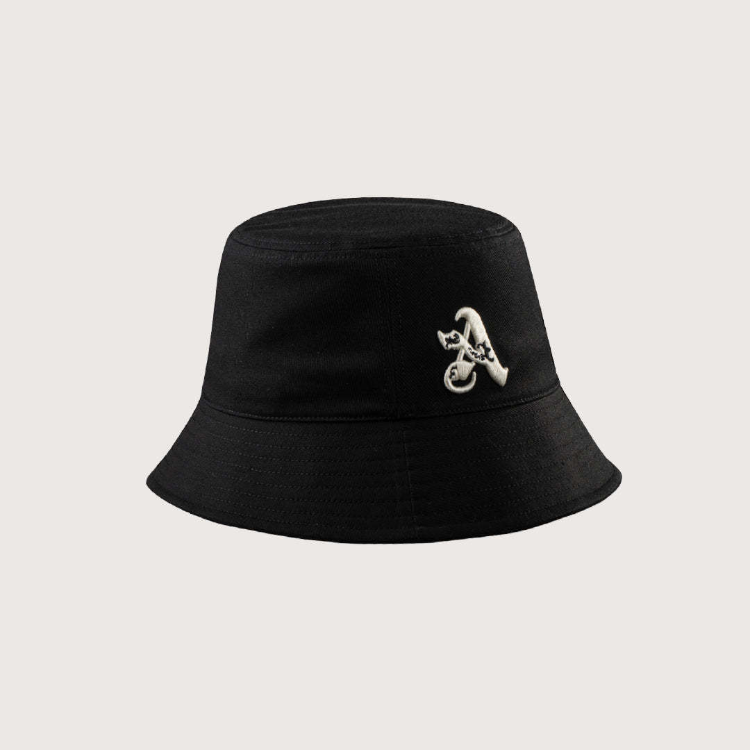 black bucket hat