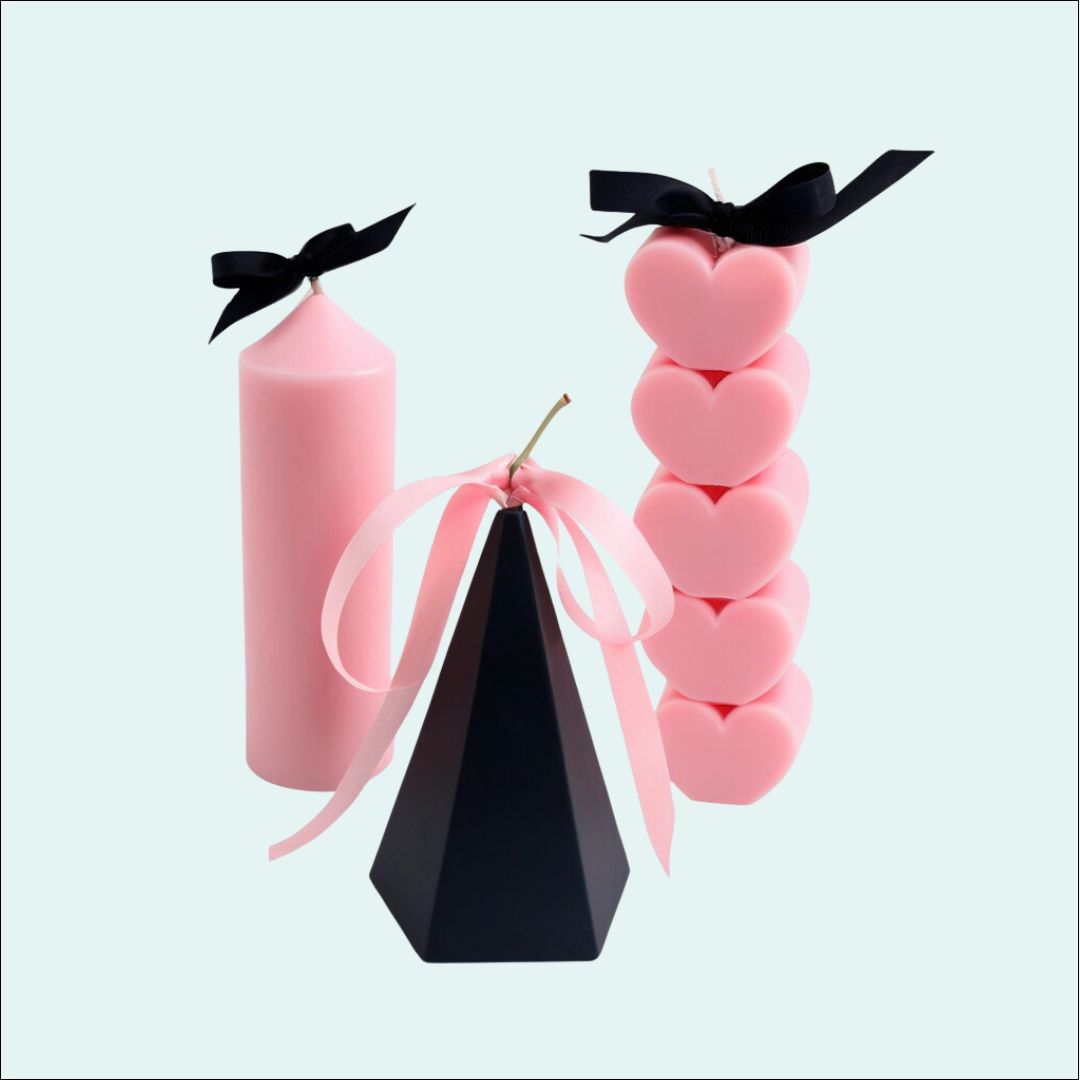 Black and Pink Geometric Scented Candles - 3 Styles