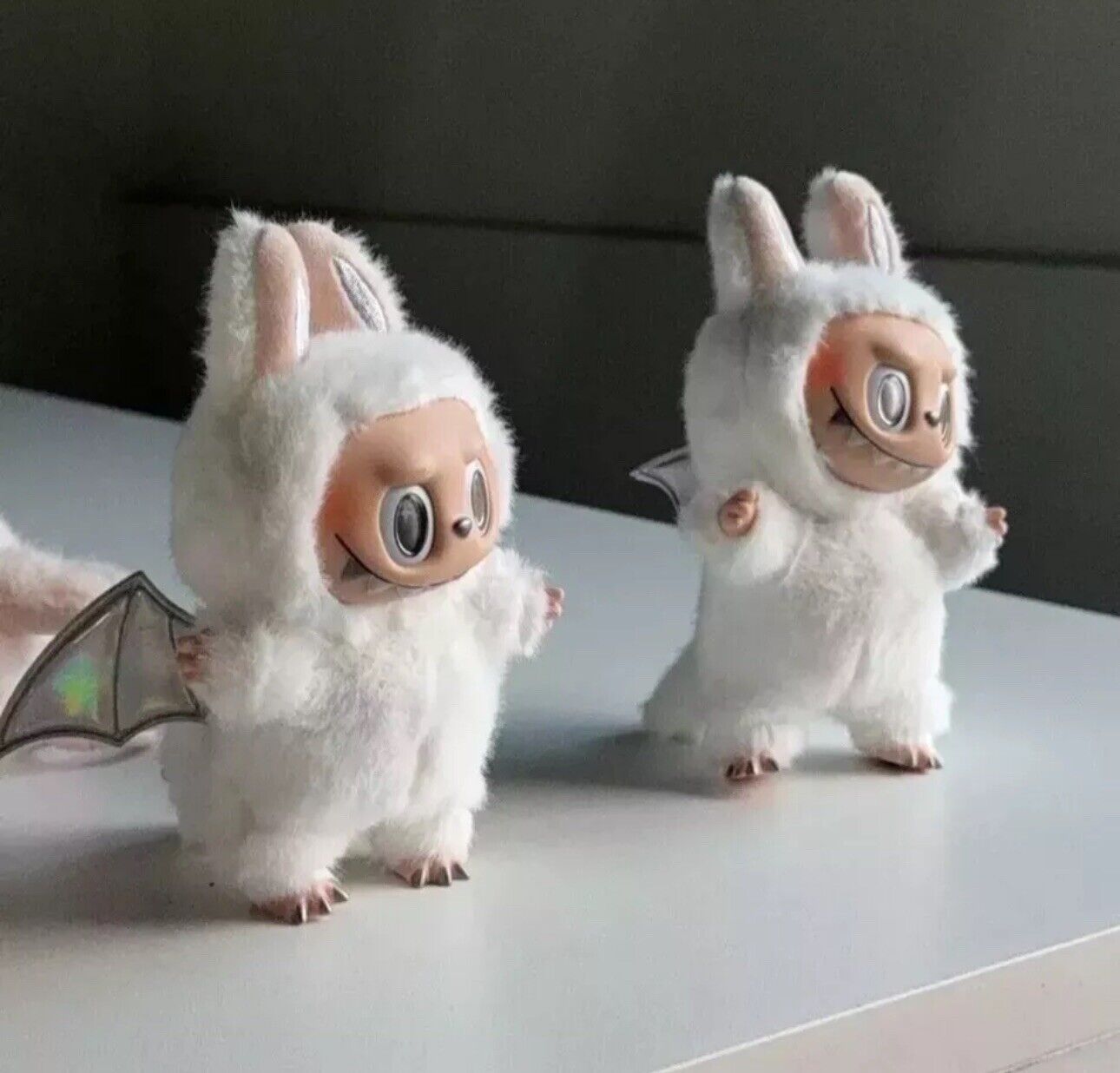 The Monsters Zimomo White Angel Labubu Plush Doll 17cm Toy Keychain