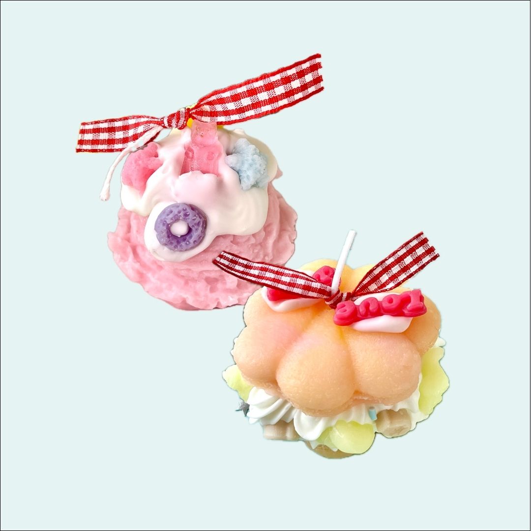 Taiyaki Cream Puff and Gummy Bear Ice Cream Scoop Candles-Cozyolo Home Decor & Candle