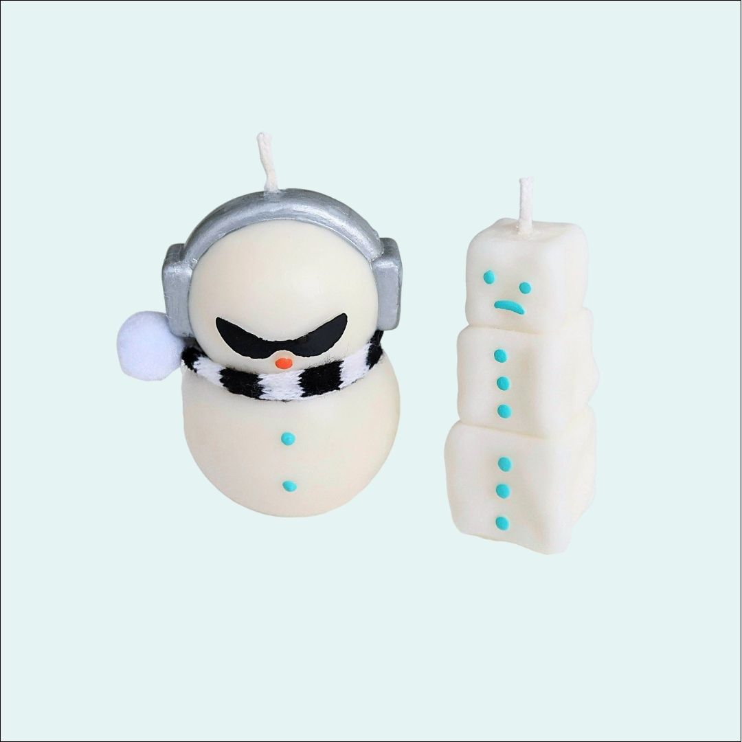 Cool Snowman Candle & Dazed Snowman Candle Set-Cozyolo Home Decor & Candle