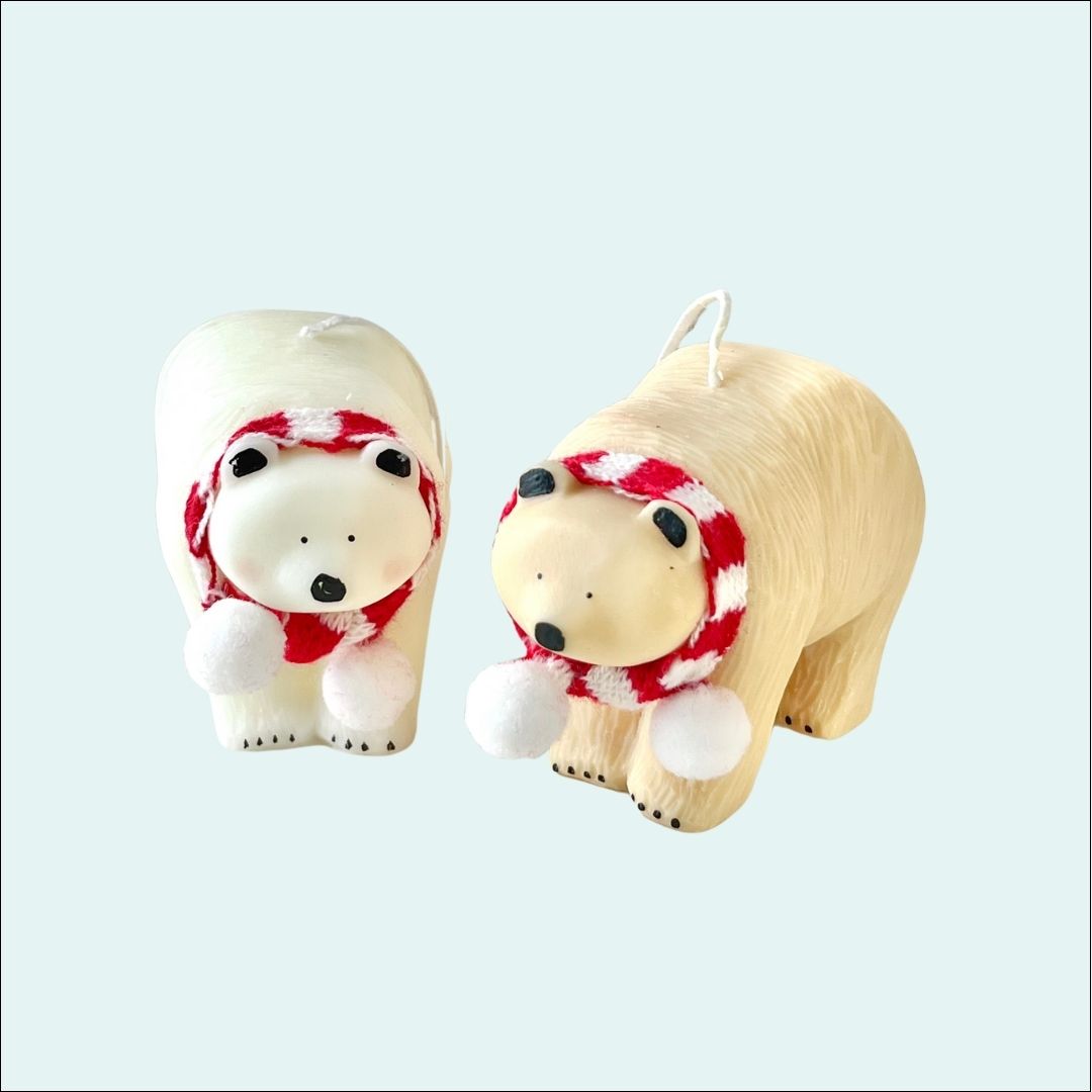 Adorable Polar Bear Candle with Scarf , Two Colors-Cozyolo Home Decor & Candle