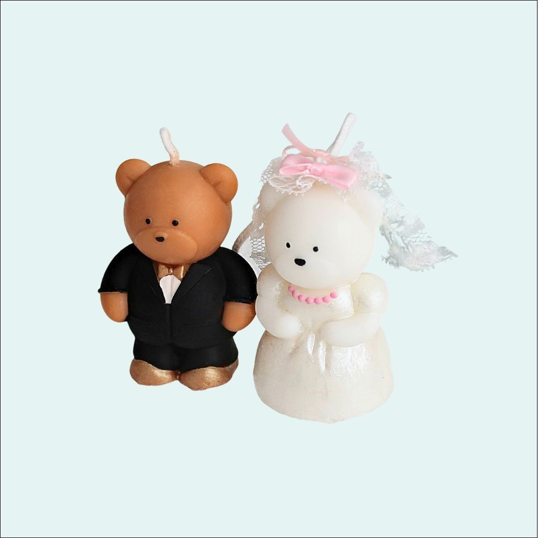 Adorable Bear in Cute Suit Wedding Gift for Bride, Groom Candles-Cozyolo Home Decor & Candle