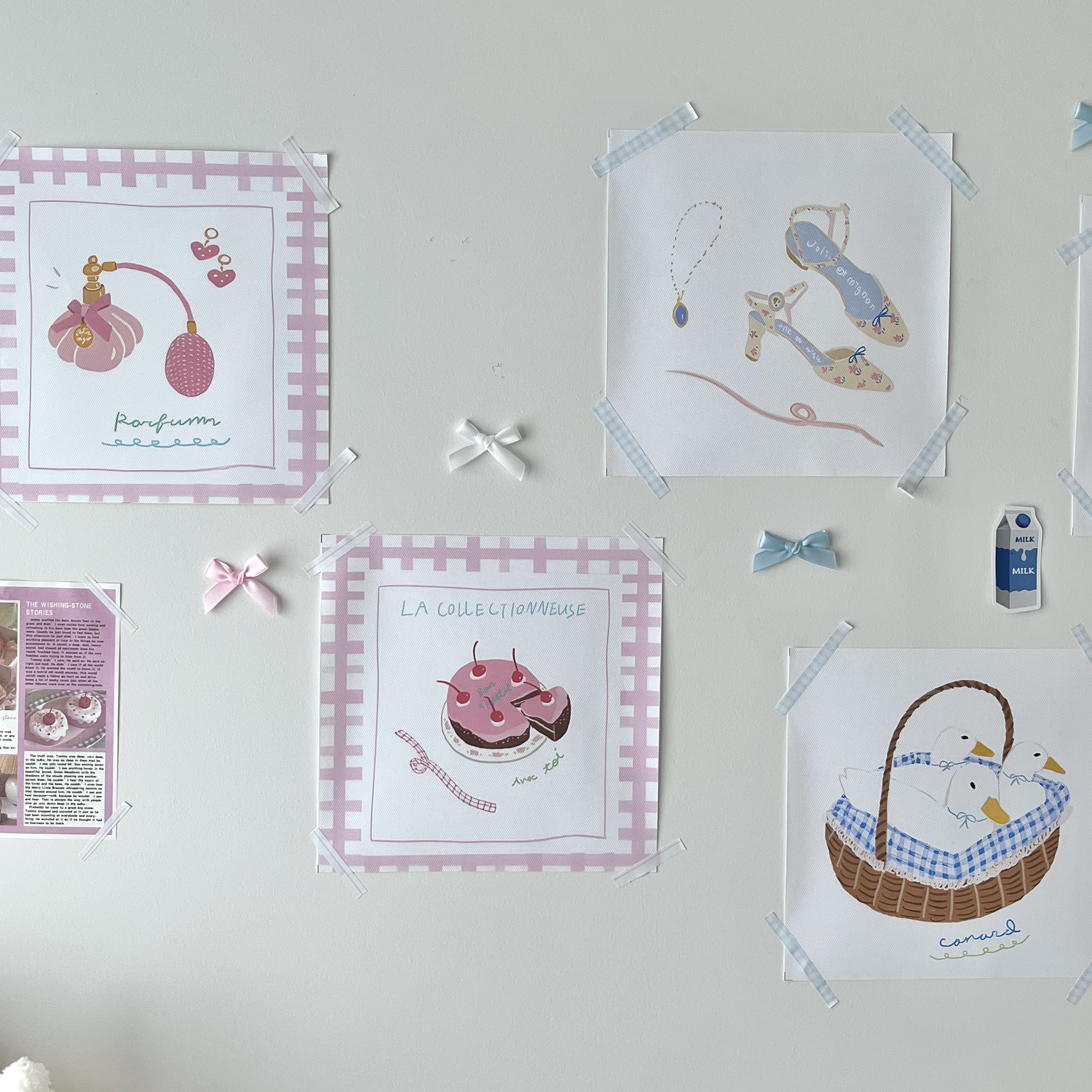Cute Pink & Blue Canvas Wall Art Set Girl Decor-Cozyolo Home Decor & Candle