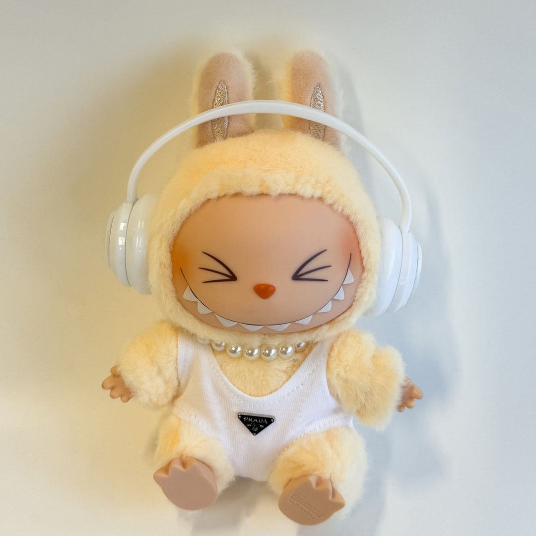 Labubu PRADA & CHANEL Clothes Inspired White Set (3 Items)