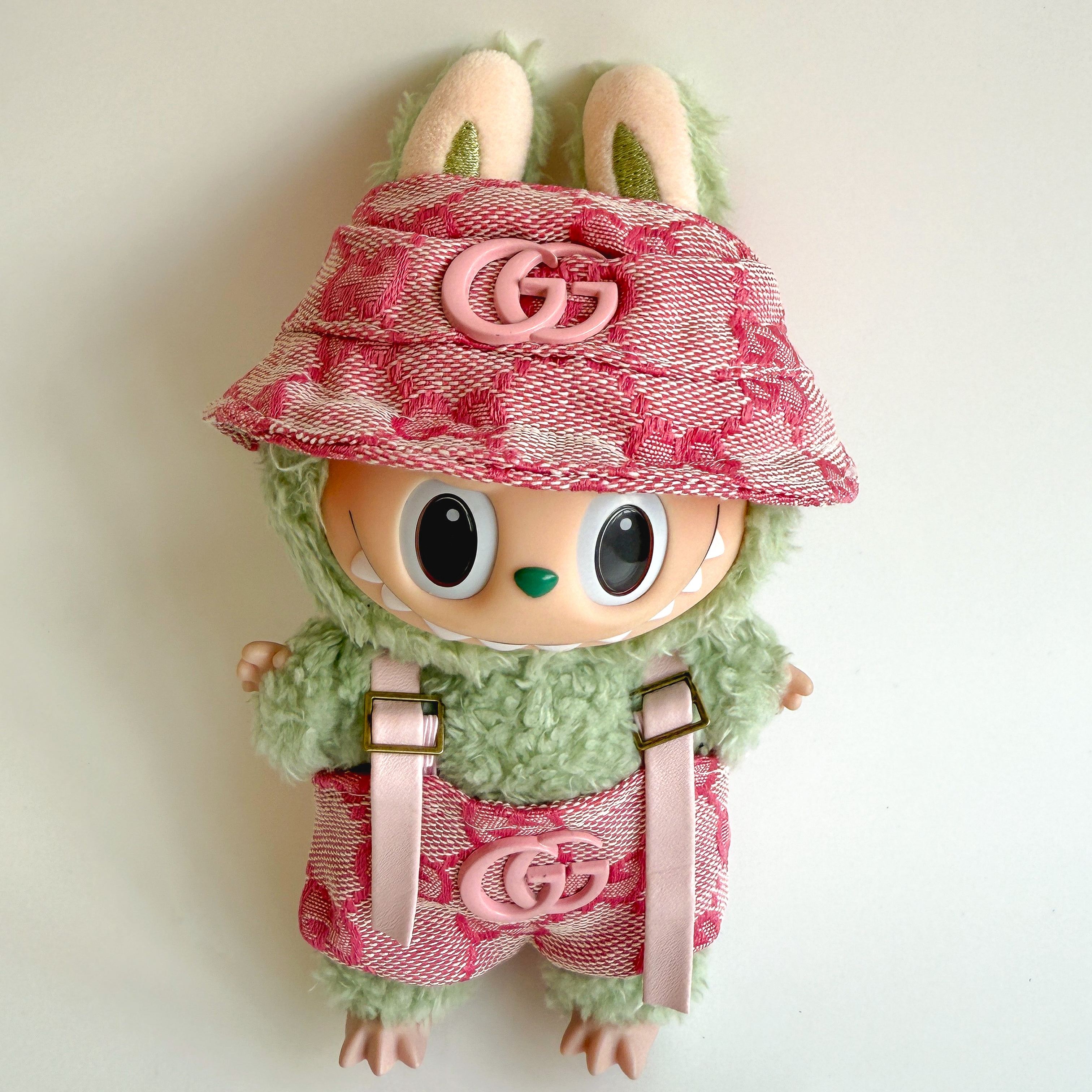 Labubu GG-Inspired Classic Bucket Hat Set - Pink