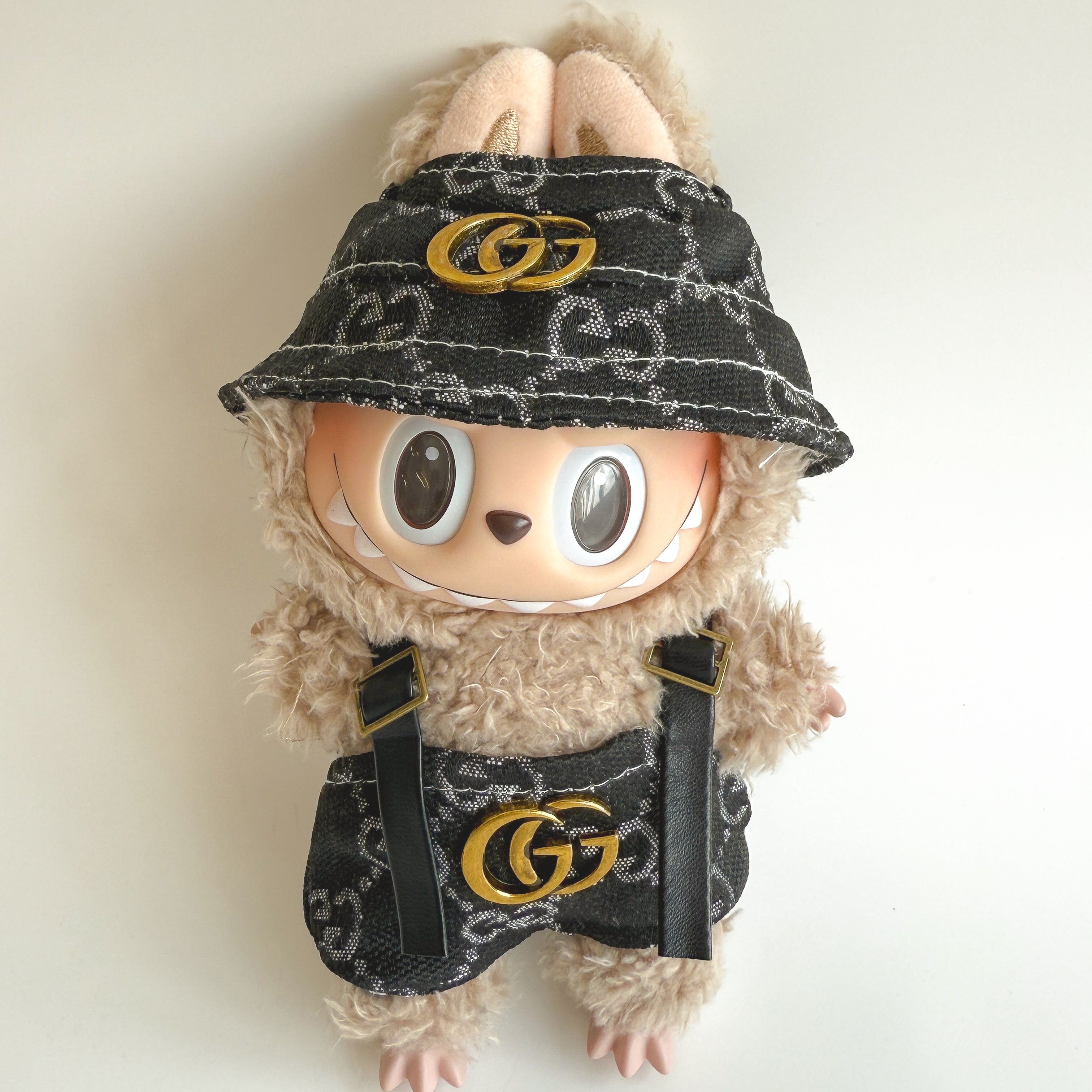 Labubu GG-Inspired Classic Bucket Hat Set - Black