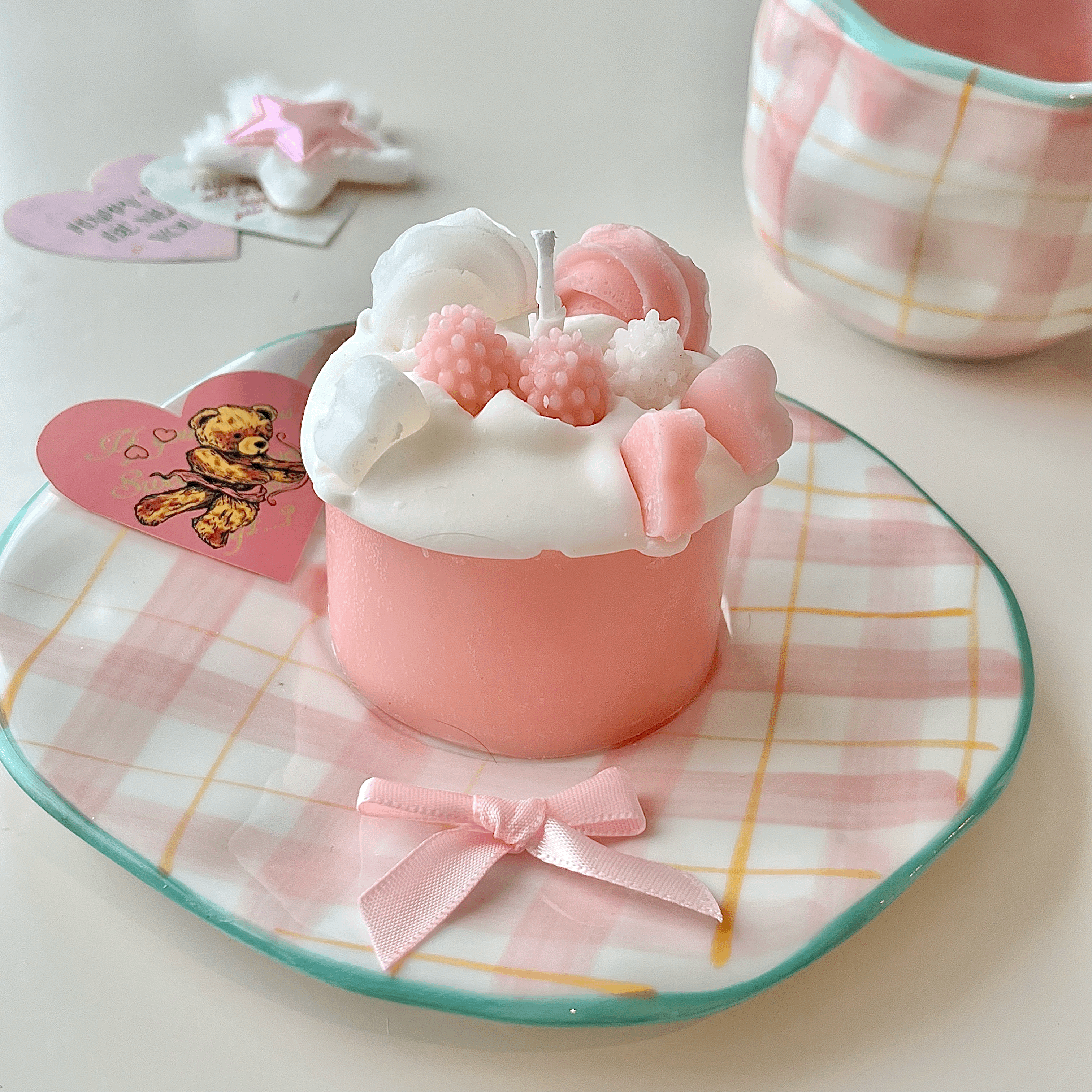 Pink Cream Cupcake Candles - Valentine's Day & Birthday Gift-Cozyolo Home Decor & Candle