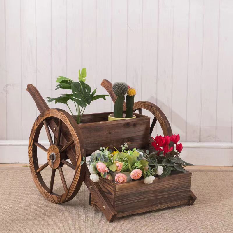 Creative gardening wooden cart planting box