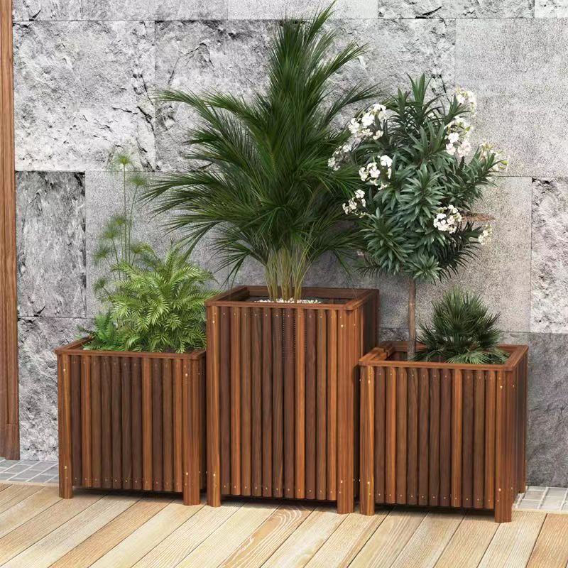 Carbonized handmade pine planter box
