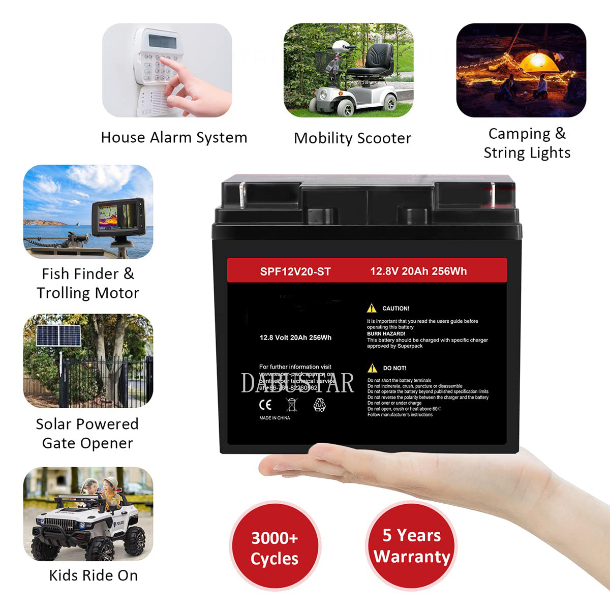 DABUSTAR Batteries for vehicles, calcium Gold 100Ah 12 Month Warranty Ah BCI Group 48 Battery For Truck , Black