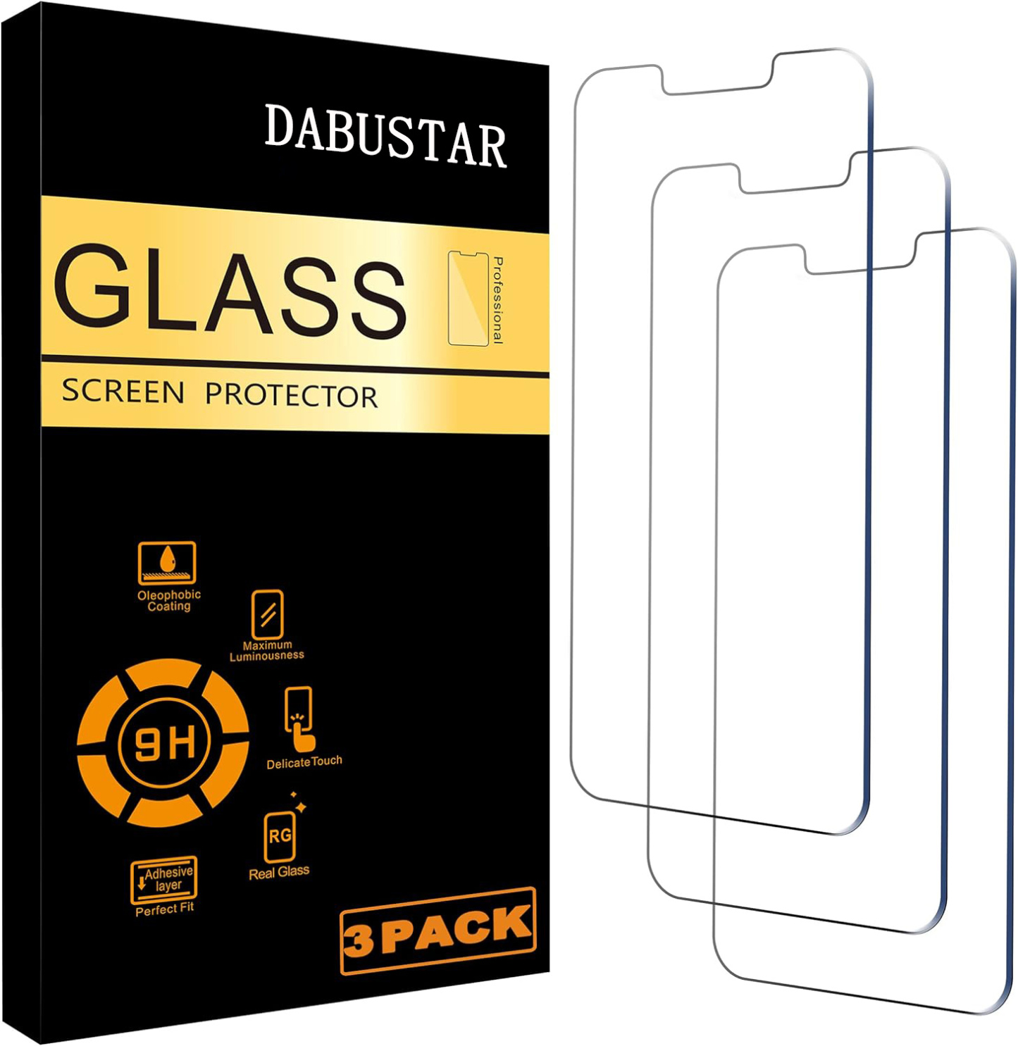 DABUSTAR Protective films adapted for smartphones Glass Screen Protector for iPhone 14 / iPhone 13 / iPhone 13 Pro [6.1 Inch] Display 3 Pack Tempered Glass, Case Friendly