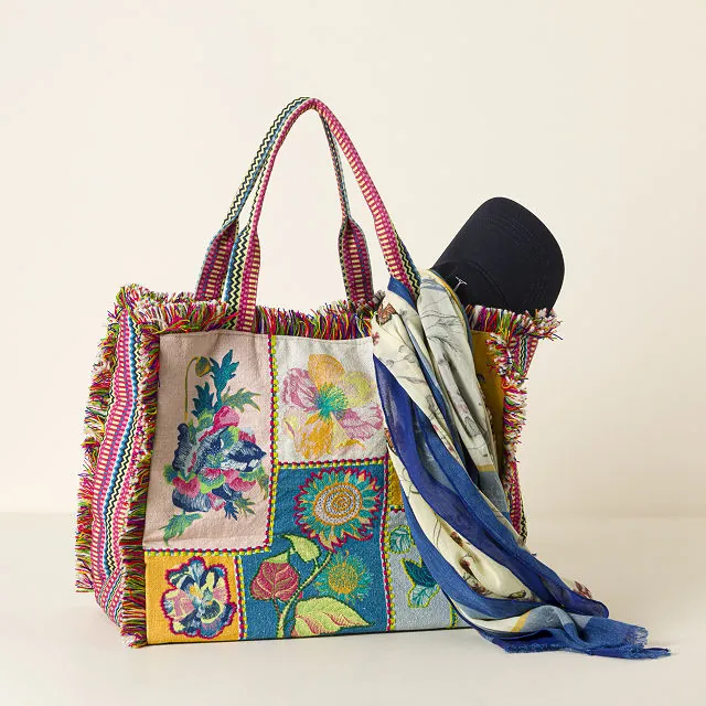 Floral Embroidered Tote