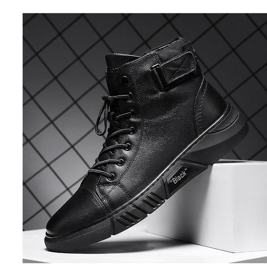 Chaussures montantes en cuir de qualité pour hommes-Luckweek