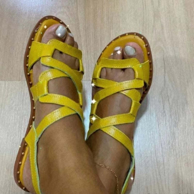 Sandales de gladiateur en cuir PU pour femmes - Amex-Luckweek