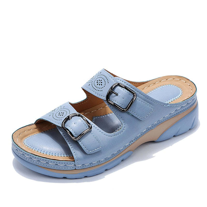 Sandales compensées double structure pour femmes-Luckweek