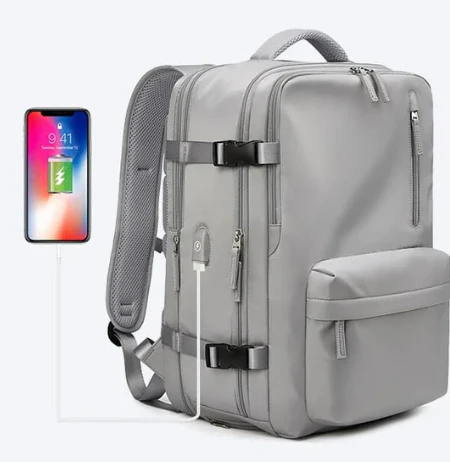 Sac à dos de voyage avec port de charge USB et compartiment à chaussures