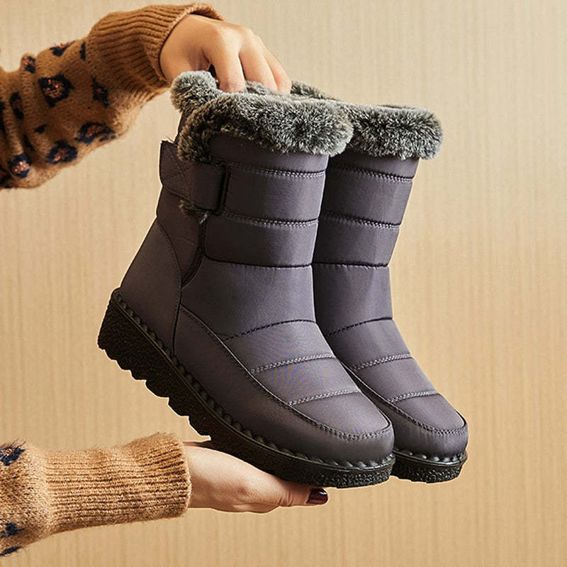 Bottes hautes imperméables en peluche collection hiver-Luckweek