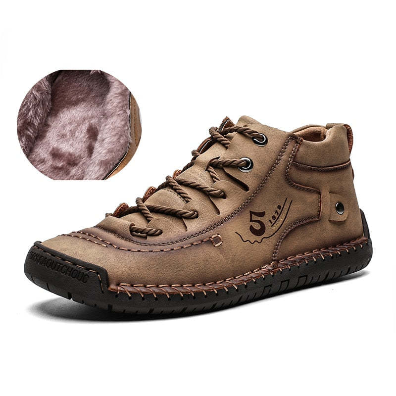 Mocassins d'hiver en cuir pour hommes décontractées et confortables-Luckweek