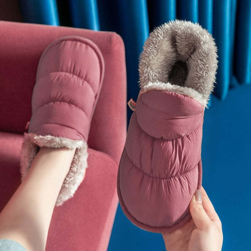 Pantoufles d'hiver en peluche-Luckweek