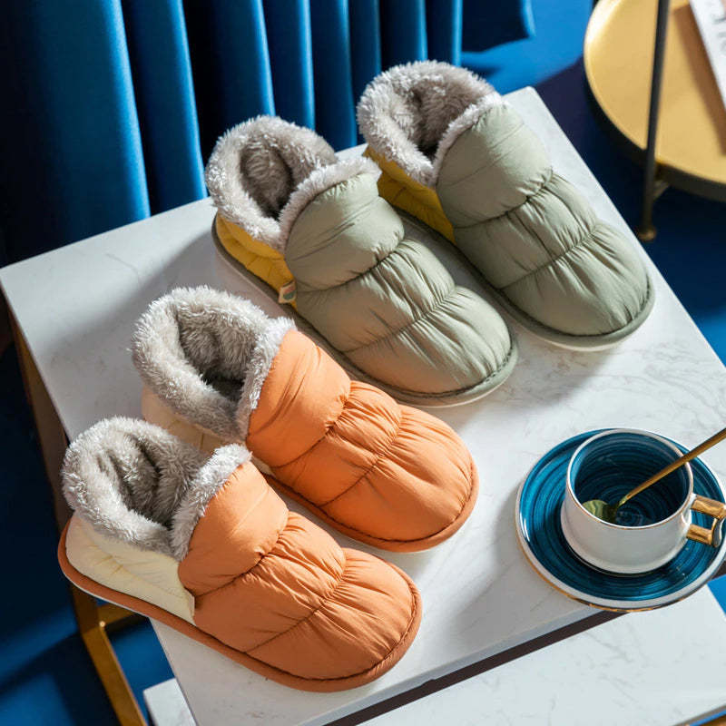 Pantoufles d'hiver en peluche-Luckweek