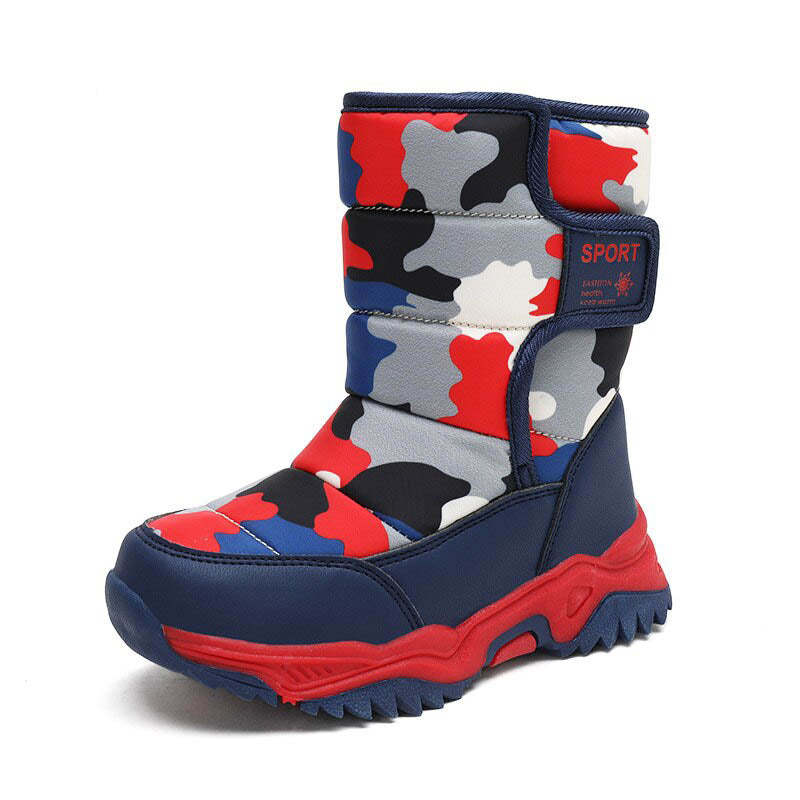 Bottes d'hiver en velours pour enfants avec doublure en coton étanche-Luckweek