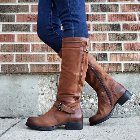 Femme Bottes Cavalières Extérieur du Quotidien Bottes Marche Cuir Fermeture-Luckweek