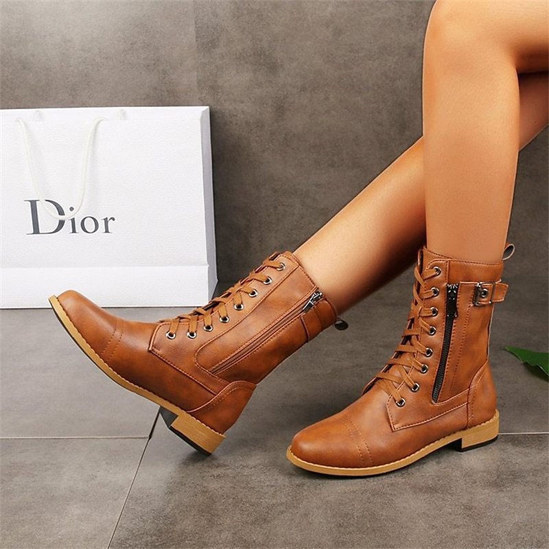 Femme Bottes Bottes Grandes Tailles Extérieur du quotidien Bottes Mode Minimalisme Faux Cuir-Luckweek