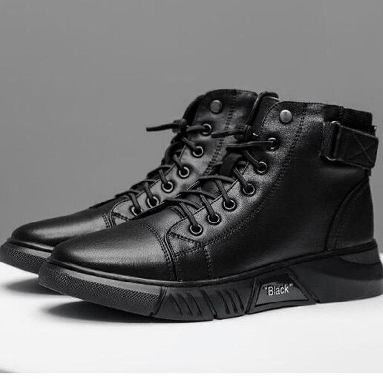 Chaussures montantes en cuir de qualité pour hommes-Luckweek