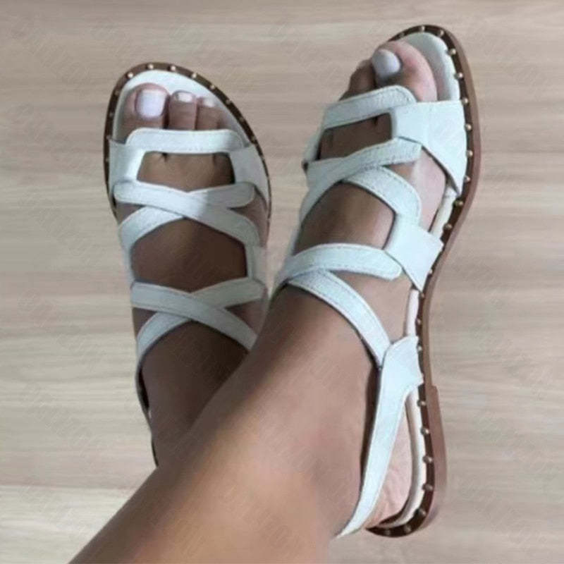 Sandales de gladiateur en cuir PU pour femmes - Amex-Luckweek