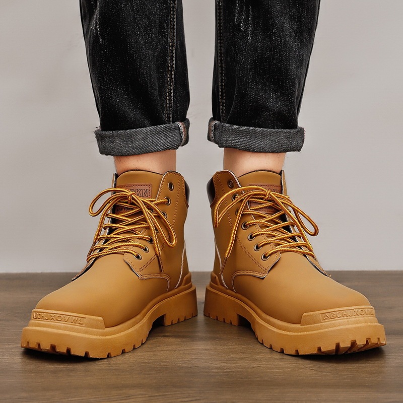 Homme Bottes Bottes de travail Marche Rétro Vintage Décontractées Athlétique Polyuréthane Bottine Demi Botte Lacet Noir Marron Automne-Luckweek