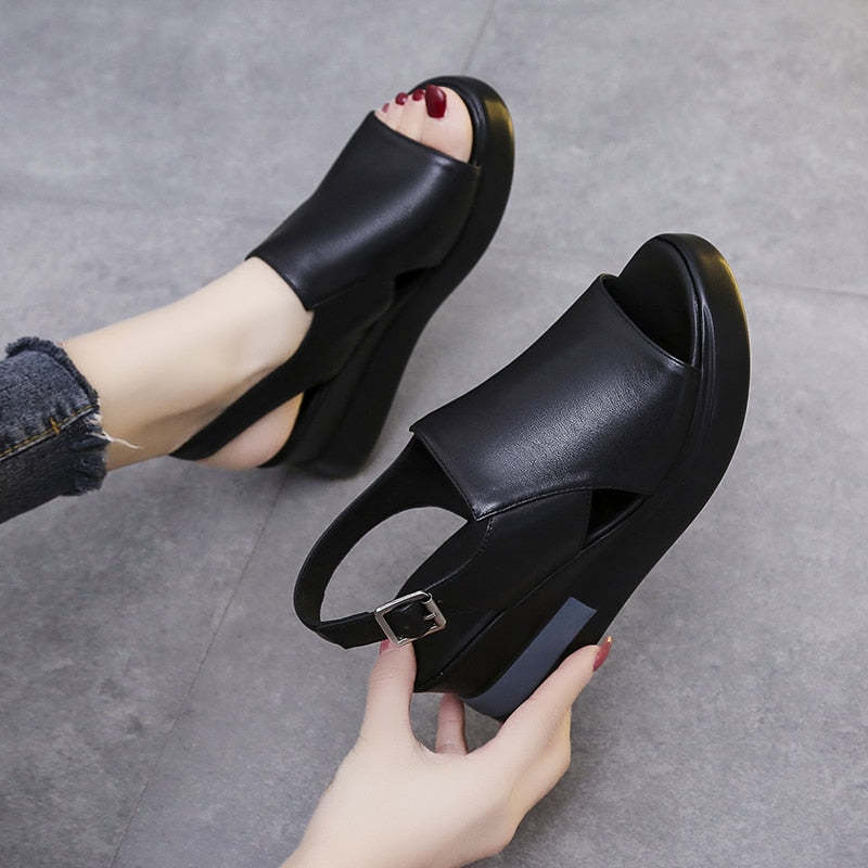 Sandales à talons compensés orthopédiques-Luckweek
