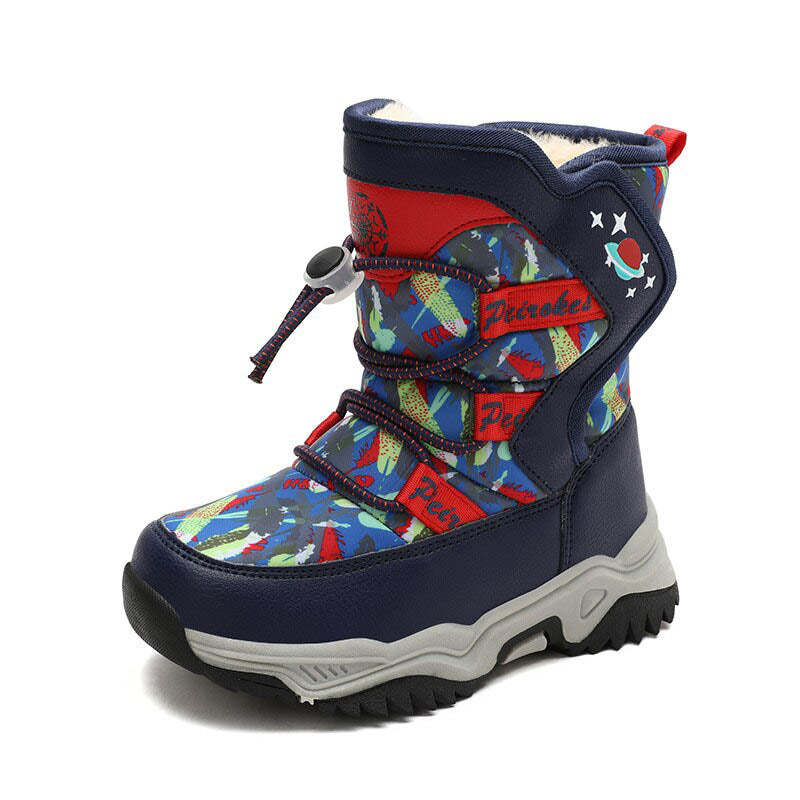 Bottes d'hiver en velours pour enfants avec doublure en coton étanche-Luckweek