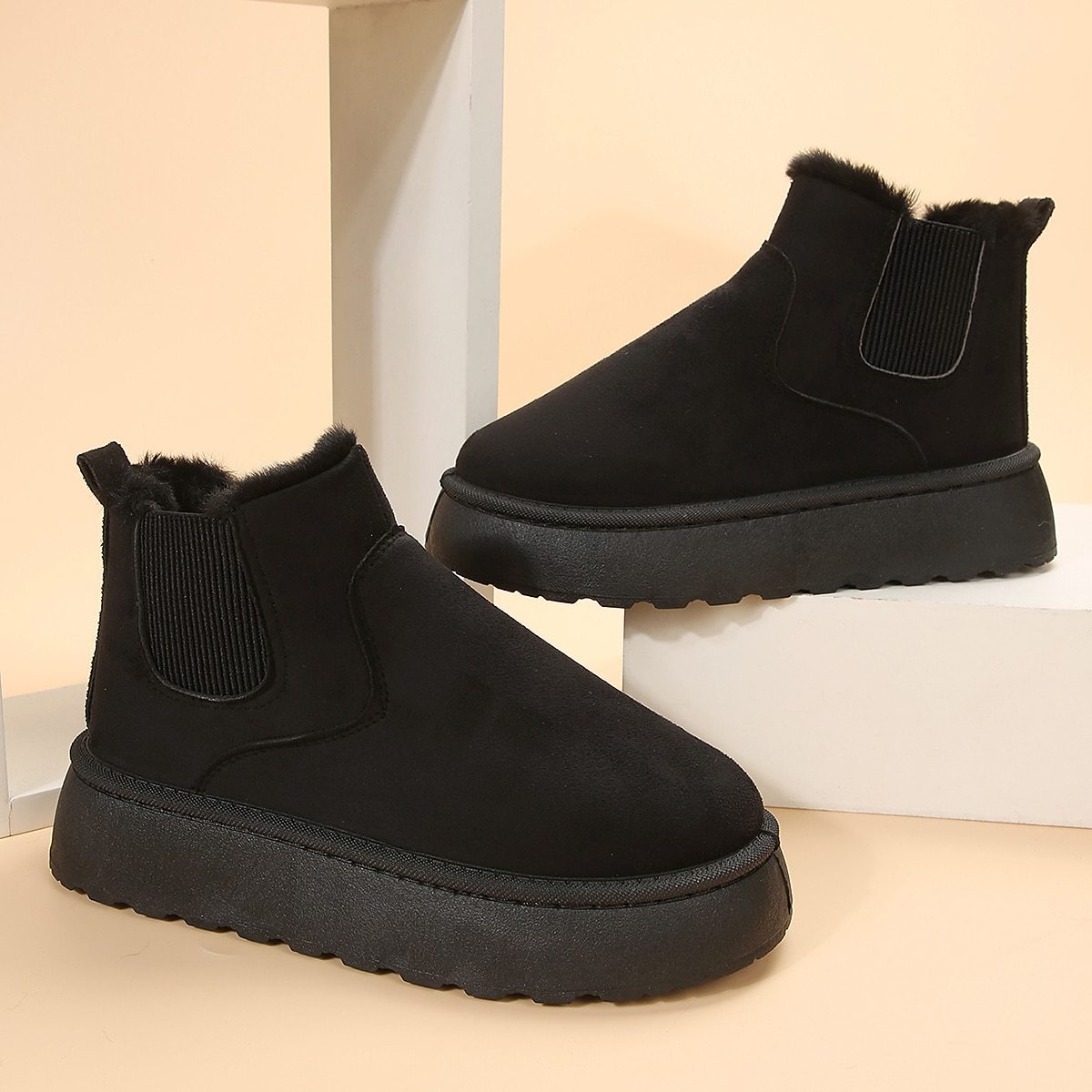 Femme Bottes Bottines Chelsea Bottes de neige Grandes Tailles Extérieur du quotidien Doublé en Polaire Elégant Décontractées Confort-Luckweek