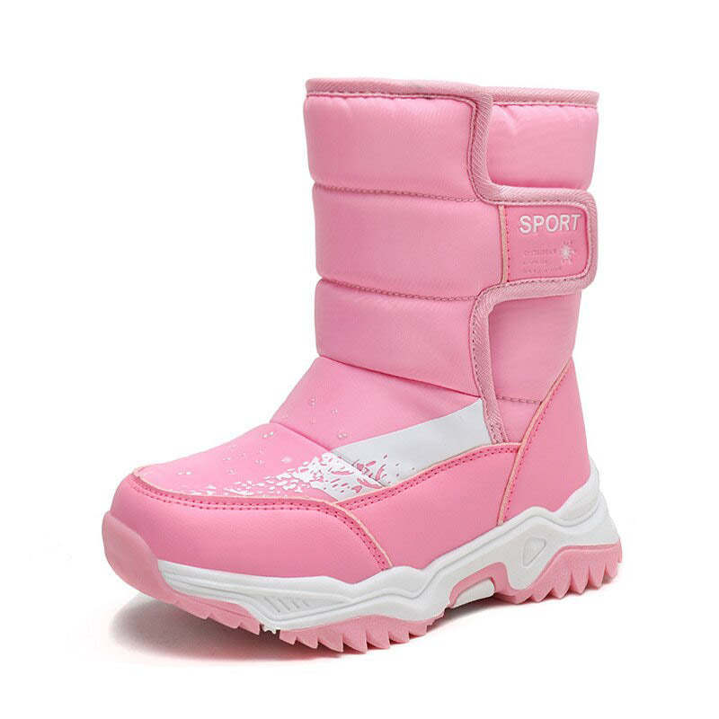 Bottes d'hiver à bout rond confortables et imperméables pour garçons et filles-Luckweek