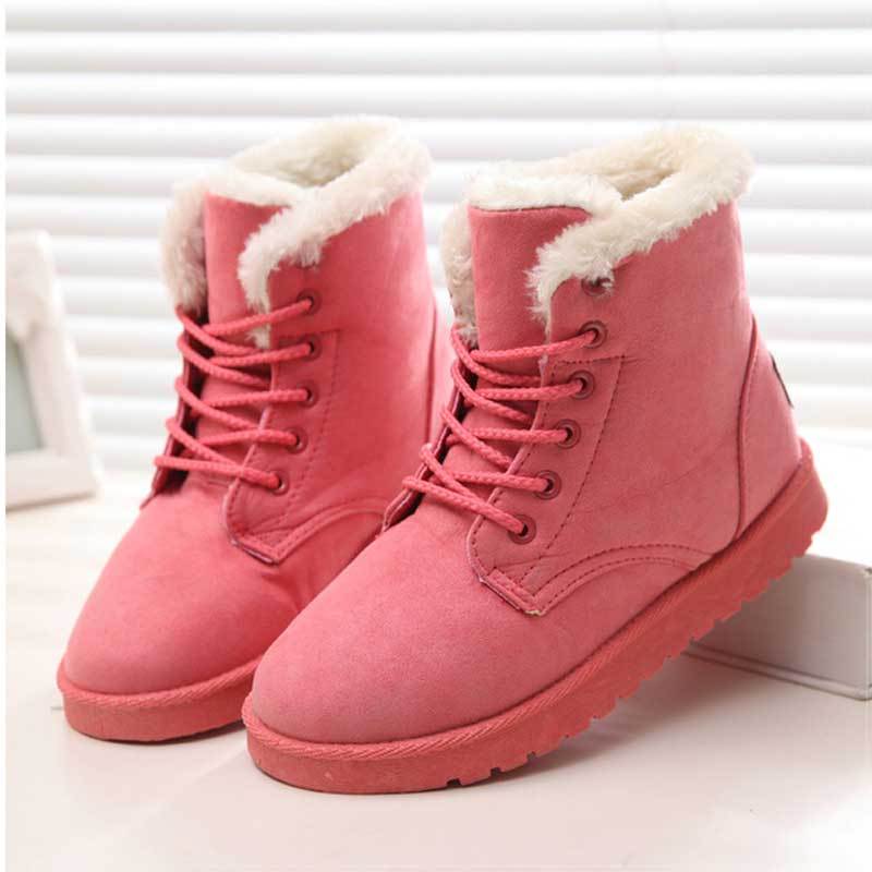 Bottes d'hiver plates et décontractées en peluche chaudes-Luckweek