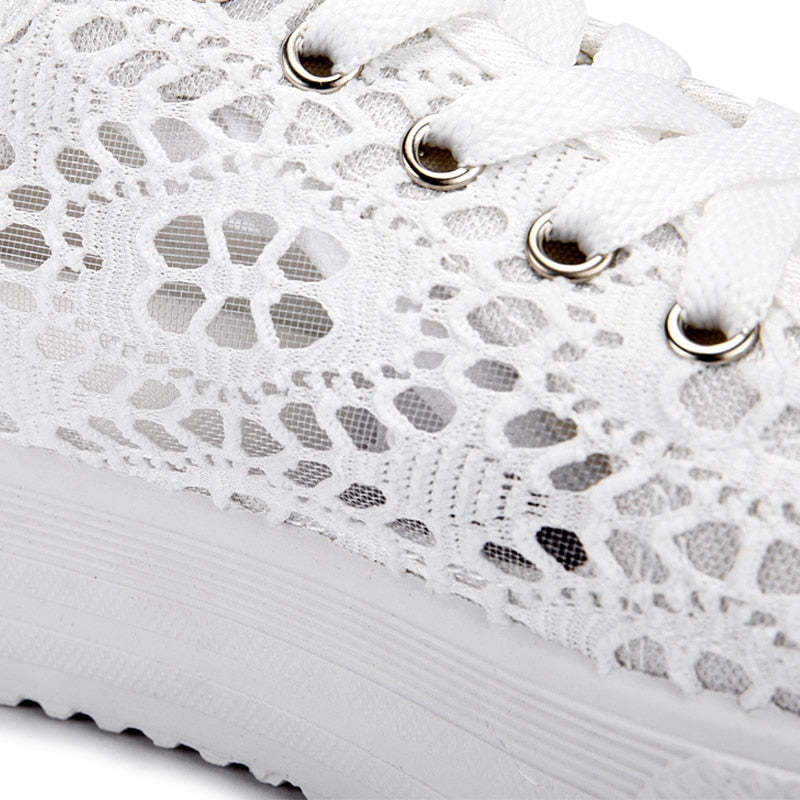 Chaussures d'été décontractées pour femmes avec découpes en toile respirante-Luckweek