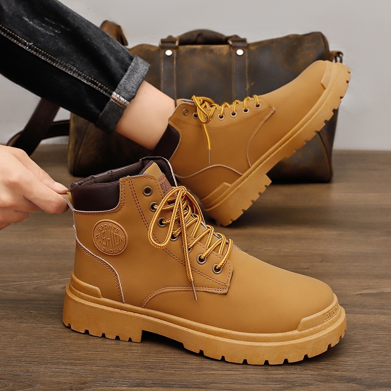 Homme Bottes Bottes de travail Marche Rétro Vintage Décontractées Athlétique Polyuréthane Bottine Demi Botte Lacet Noir Marron Automne-Luckweek