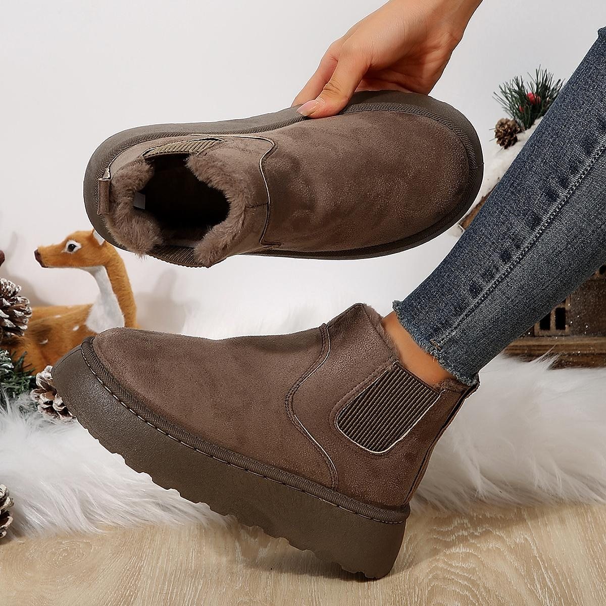 Femme Bottes Bottines Chelsea Bottes de neige Grandes Tailles Extérieur du quotidien Doublé en Polaire Elégant Décontractées Confort-Luckweek