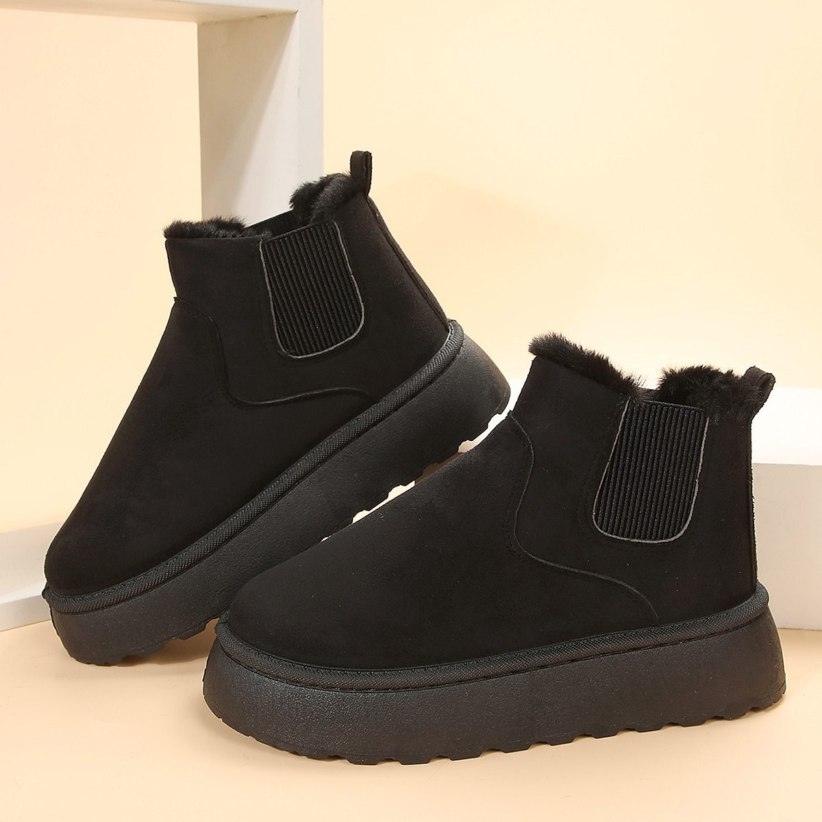 Femme Bottes Bottines Chelsea Bottes de neige Grandes Tailles Extérieur du quotidien Doublé en Polaire Elégant Décontractées Confort-Luckweek