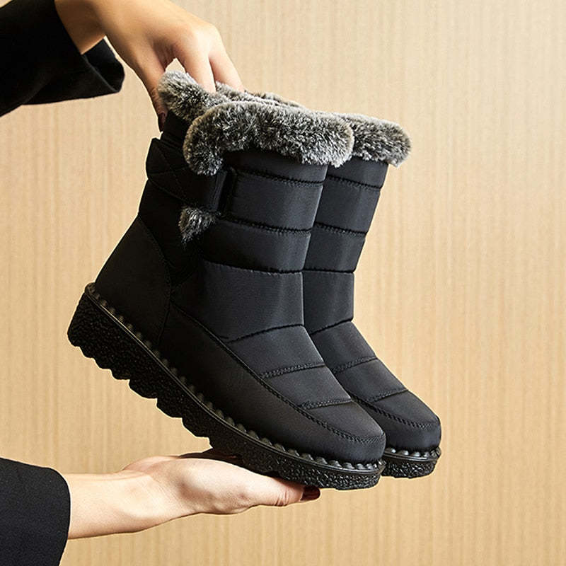Bottes hautes imperméables en peluche collection hiver-Luckweek