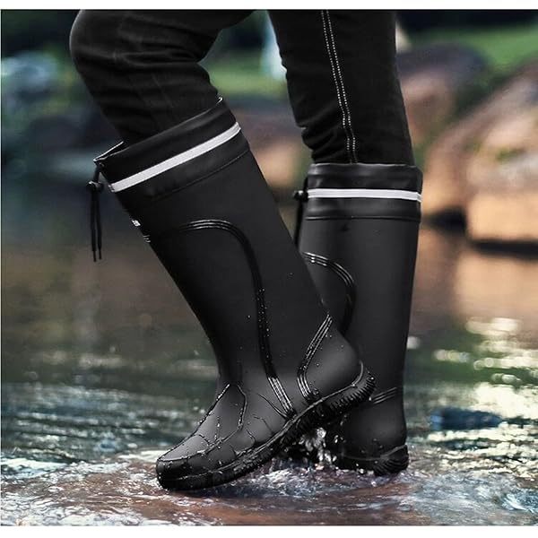 Bottes de pluie pour hommes Bottes en caoutchouc imperméables à genoux avec PVC